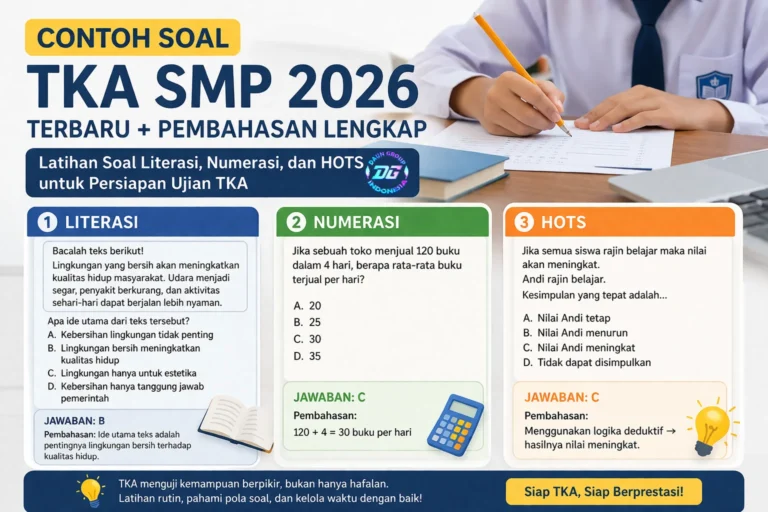 Contoh soal TKA SMP 2026 lengkap dengan pembahasan literasi numerasi dan HOTS