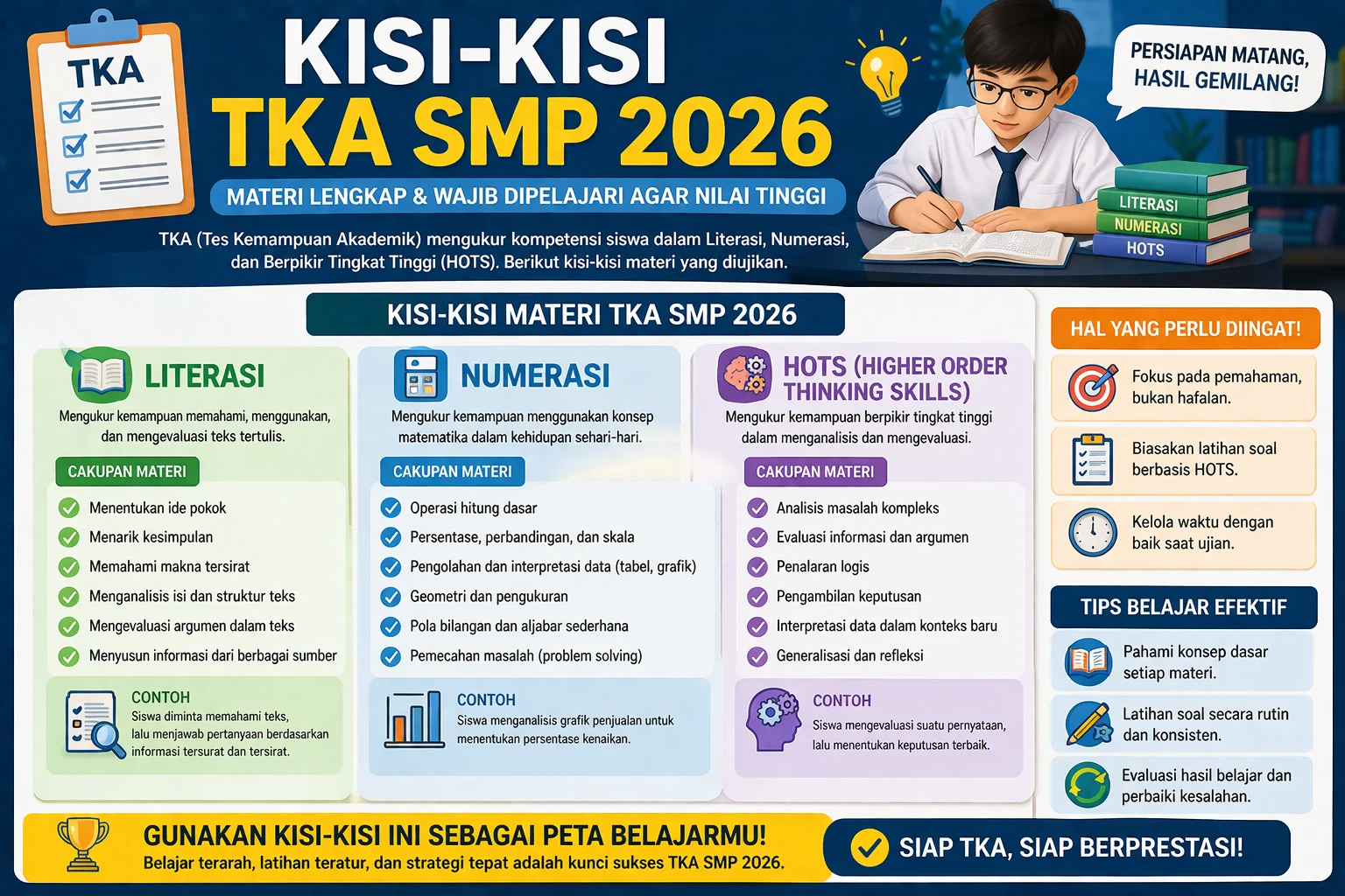 kisi-kisi tka smp 2026 materi lengkap literasi numerasi dan hots terbaru
