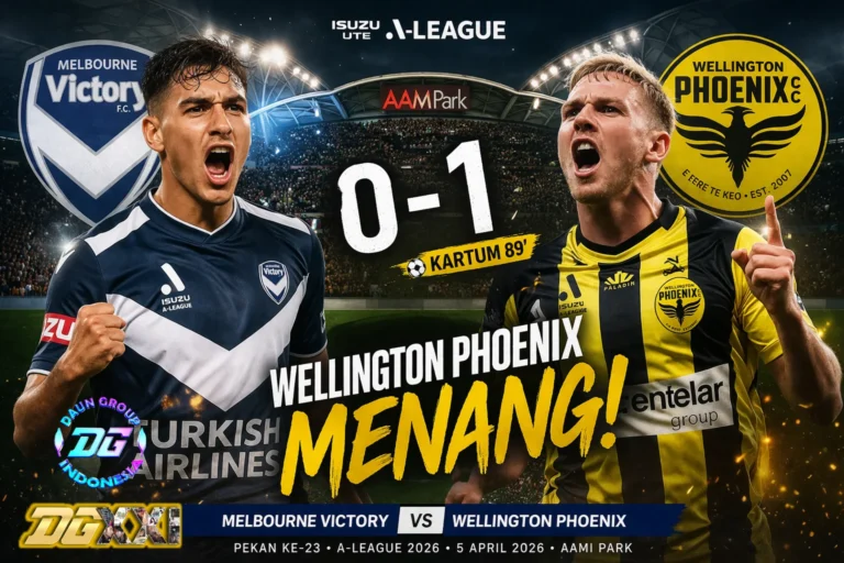 Melbourne Victory vs Wellington Phoenix skor 0-1 gol menit 89 A-League 2026