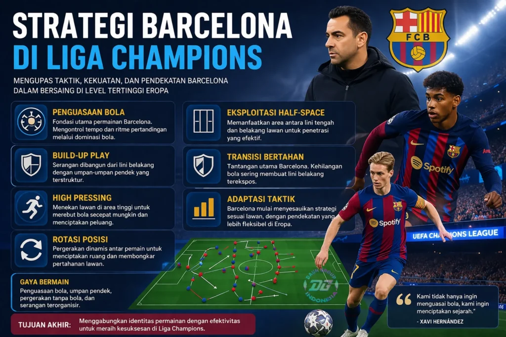 strategi barcelona di liga champions taktik penguasaan bola pressing build up barcelona